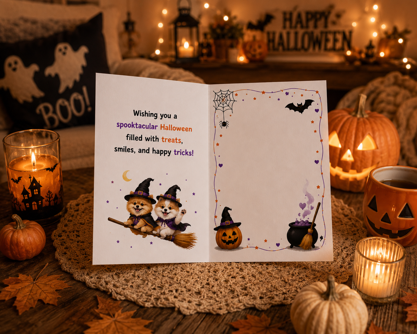Happy Halloween – Kuki & Muffin Witch Halloween Greeting Card