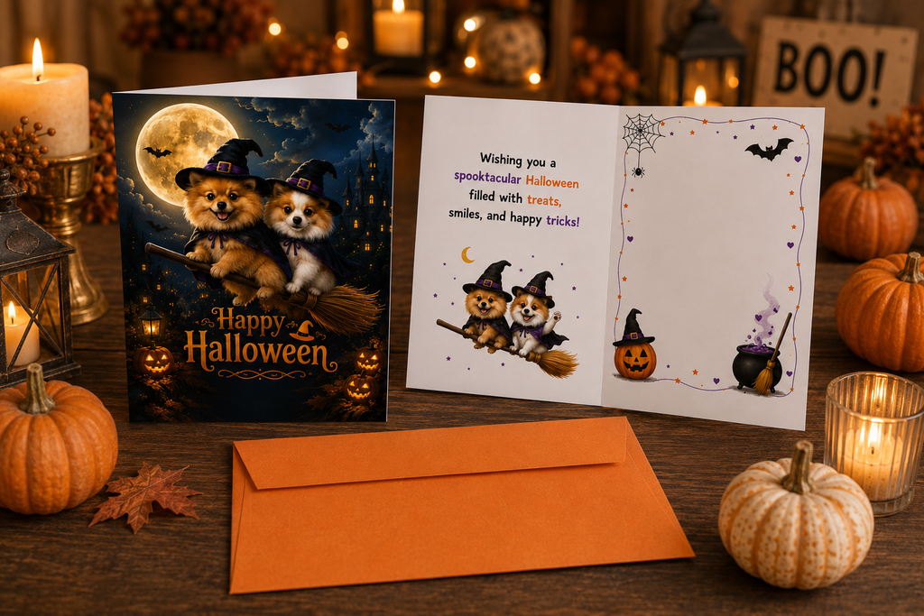 Happy Halloween – Kuki & Muffin Witch Halloween Greeting Card