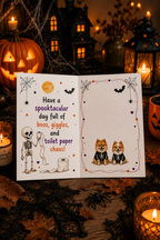 Happy Halloween – Kuki & Muffin Skeleton Shenanigans Halloween Greeting Card