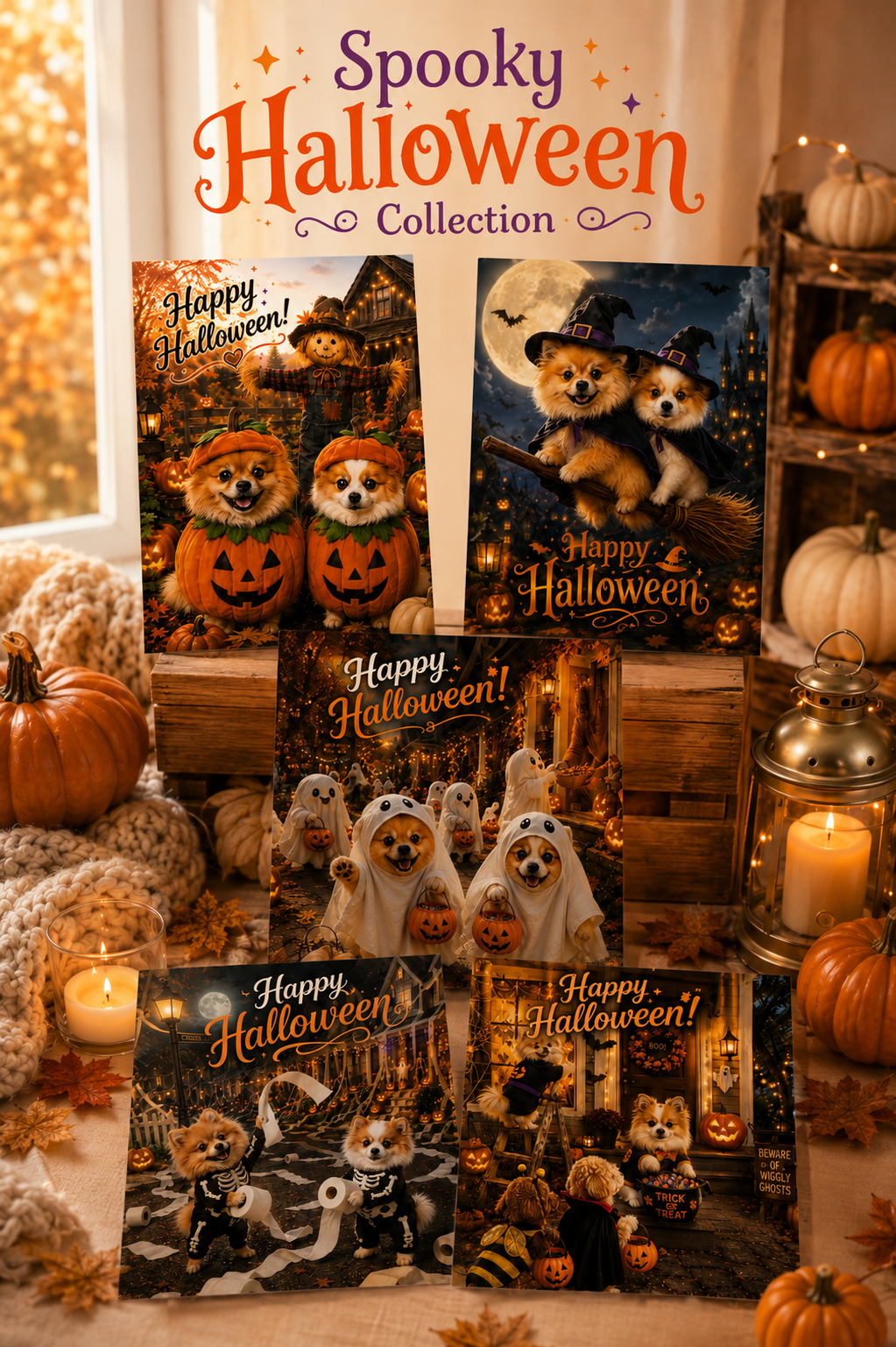 Happy Halloween – Spooky Halloween Collection – Set of 5 Greeting Cards